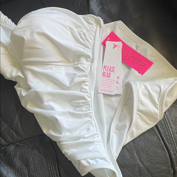 Lilly Pulitzer White Ruched Strapless Swimsuit - Picture 6 of 9